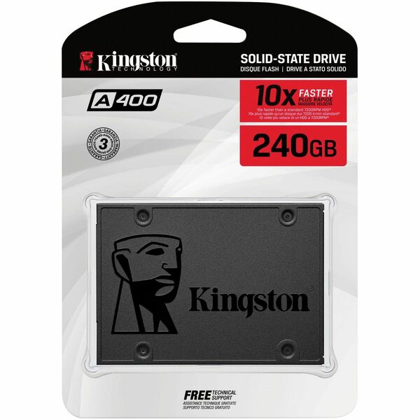 Kingston A400 240 GB Solid State Drive - 2.5" Internal - SATA (SATA/600) - 500 MB/s Maximum Read Transfer Rate - 3 Year Warranty - 1