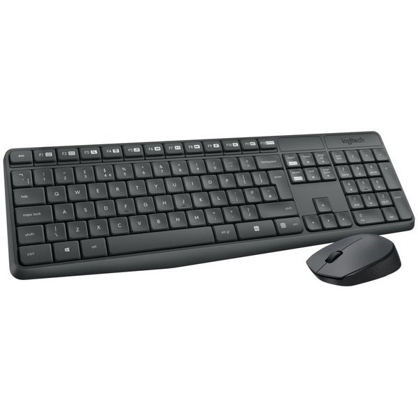 Logitech MK235 Wireless Keyboard and Mouse Combo for Windows, 2.4 GHz Wireless Unifying USB Receiver, 15 FN Keys, Long Battery Life, Compatible with PC, Laptop (French Layout) - USB Wireless RF Keyboard - French - USB Wireless RF Mouse - Optical - Scroll