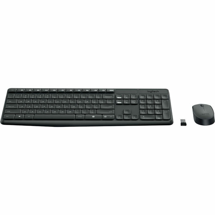 Logitech MK235 Wireless Keyboard and Mouse Combo for Windows, 2.4 GHz Wireless Unifying USB Receiver, 15 FN Keys, Long Battery Life, Compatible with PC, Laptop (French Layout) - USB Wireless RF Keyboard - French - USB Wireless RF Mouse - Optical - Scroll