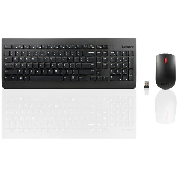 Lenovo Wireless Keyboard Mouse Combo - USB Wireless RF - Black - USB Wireless RF - Optical - 1200 dpi - On/Off Switch Hot Key(s) - Symmetrical - AA - Compatible with Notebook, Desktop Computer, All-in-One PC for Windows - 1 / Each
