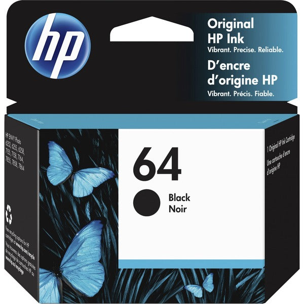 HP 64 Original Inkjet Ink Cartridge - Black - 1 Each - 200 Pages