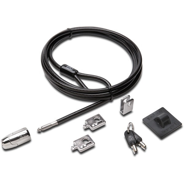 Kensington Desktop & Peripherals Locking Kit 2.0 - 8 ft (2.44 m) Cable - Keyed Lock - Black - Carbon Steel - For Desktop Computer