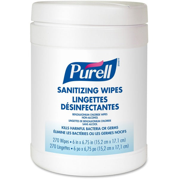 PURELL&reg; Sanitizing Hand Wipes - White, BlueTub - 270/Tub - 1 Each