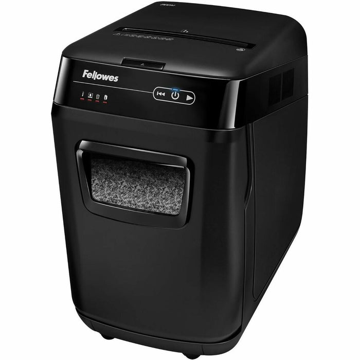 Fellowes AutoMax™ 200M Auto Feed Shredder - Non-continuous Shredder - Micro Cut - 200 Per Pass - for shredding Staples, Credit Card, Paper - 0.1" (1.98 mm) x 0.5" (13.87 mm) Shred Size - P-5 - 2.20 in/s (55.88 mm/s) - 9" (228.60 mm) Throat - 25 Minu