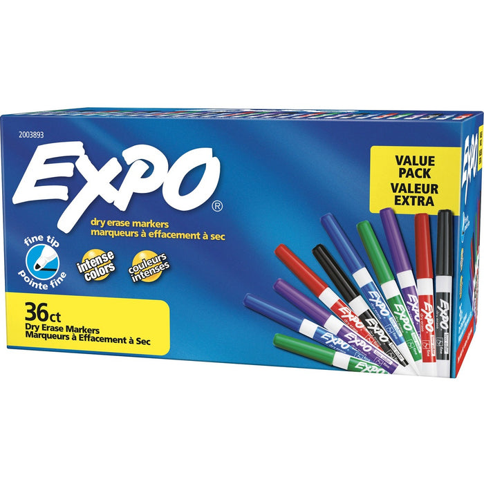 Expo Low-Odor Dry-erase Markers - Erasable - Assorted Ink - Dry, Alcohol Based - Classroom, Office, Home - 36 / Box