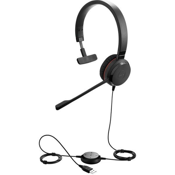 Jabra Evolve 20SE UC Mono - Mono - USB - Wired - 32 Ohm - 150 Hz to 7 kHz - Over-the-head - Monaural - Supra-aural - 3.1 ft (0.95 m) Cable - Noise Canceling - Black