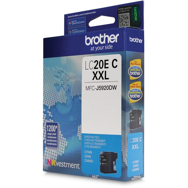 Brother INKvestment LC20ECS Original Super High (XXL Series) Yield Inkjet Ink Cartridge - Cyan - 1 Each - 1200 Pages
