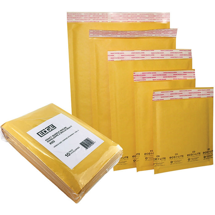 Spicers Paper Mailer - Bubble - #000 - 3 3/4" (95.25 mm) Width x 7" (177.80 mm) Length - Self-adhesive Seal - Golden - 10 / Pack