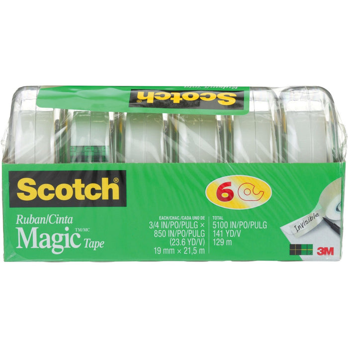 Scotch Magic™ Gift Craft Tape, M850-6MP-ESF, 0.75 in x 23.6 yd - 2 ft (0.6 m) Length x 0.75" (19 mm) Width - For Wrapping, Crafting - 6 / Pack