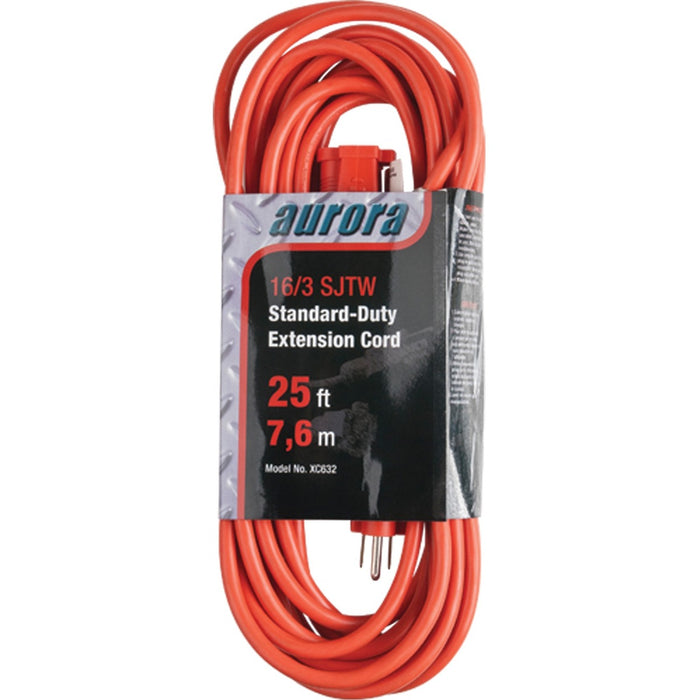 Aurora Tools Indoor/Outdoor Standard-Duty Extension Cord - 125 V AC / 13 A - Orange - 25 ft (7.62 m) Cord Length - 1 Each