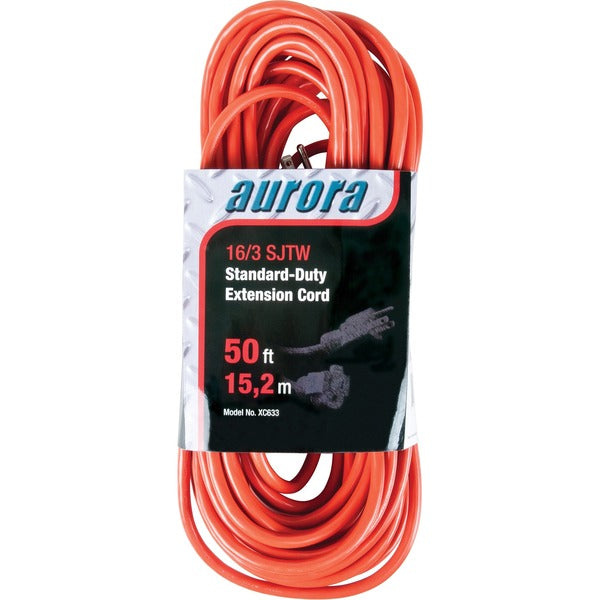 Aurora Tools Power Extension Cord - 125 V AC / 13 A - Orange - 50 ft (15.24 m) Cord Length - 1