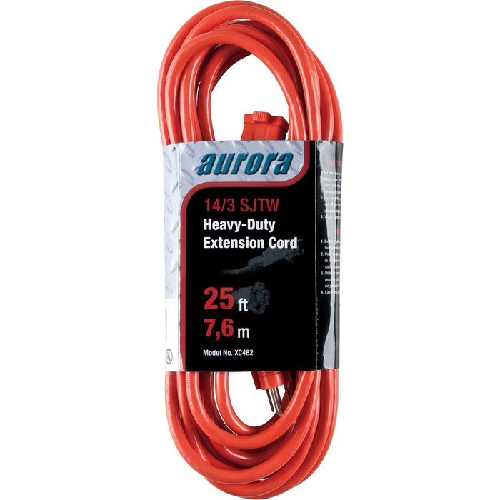 Aurora Tools Outdoor Vinyl Extension Cord - 300 V AC / 15 A - Orange - 25 ft (7.62 m) Cord Length - 1 Each