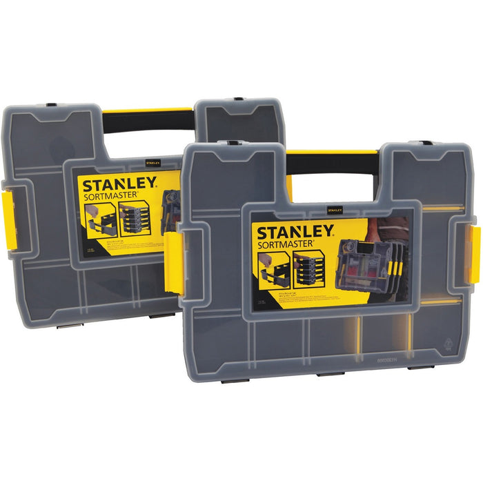 Stanley SortMaster Junior - External Dimensions: 14.7" (373.06 mm) Width x 11.5" (292.10 mm) Depth x 2.7" (68.58 mm) Height - Latch Lock, Lid Lock Closure - Stackable - Black, Yellow - For Tool, Hammer, Supplies - 1 Each