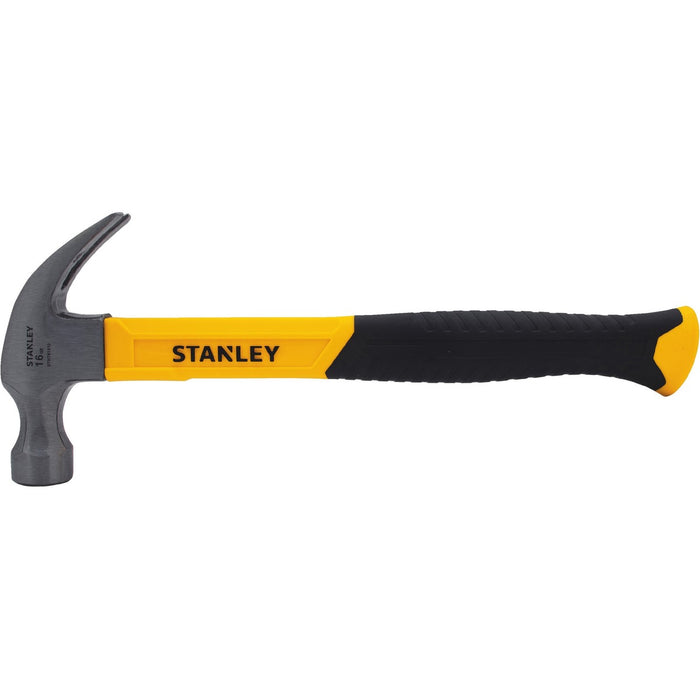 Stanley 16 oz Curve Claw Fiberglass Hammer - 13" (330.20 mm) Length - High Carbon Steel - 1.60 lb (725.75 g) - 16 oz (453.59 g) Head Weight - Ergonomic Grip, Comfortable Grip, Anti-slip, Durable Handle, Shock Absorbing Handle, Heat Treated - 1 Each