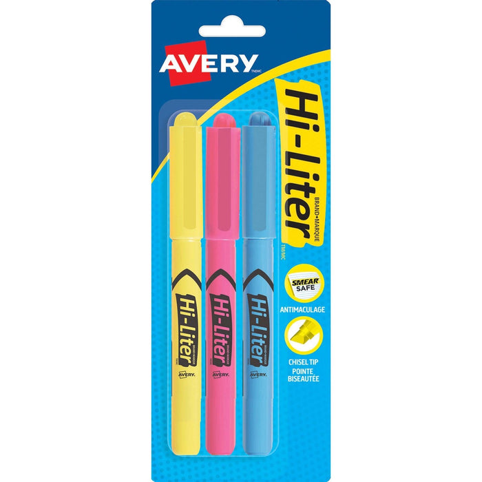 Avery&reg; Hi - Liter Desk Style Highlighters - Washable - Fluorescent Barrel - 3 / Pack