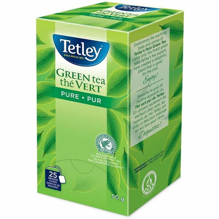 Tetley Pure Green Tea Green Tea - Green Tea - 1.8 oz (50 g) - Teabag - 25 / Box