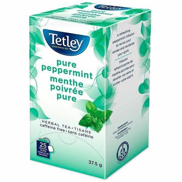 Tetley Pure Peppermint Tea Herbal Tea - Herbal Tea - 1.3 oz (37.50 g) - Teabag - 25 / Box