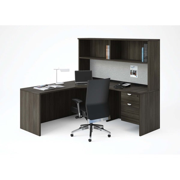 Heartwood Innovations Grey Dusk Laminate Desking Lateral File Top - Material: Wood Grain, Particleboard - Finish: Gray Dusk, Thermofused Laminate (TFL)