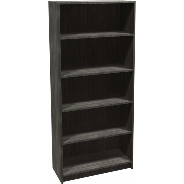 Heartwood Innovations Grey Dusk 5-shelf Bookcase - 5 Shelve(s) - 3 Adjustable Shelf(ves) - Finish: Gray Dusk - Thermofused Laminate (TFL) Table Top