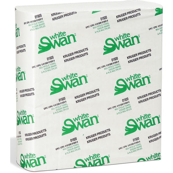 White Swan Multifold Paper Towels - 1 Ply - Multifold - 9" (228.60 mm) Width x 9.50" (241.30 mm) Length - Cross-Wave Embossing - White - 4008 / Carton