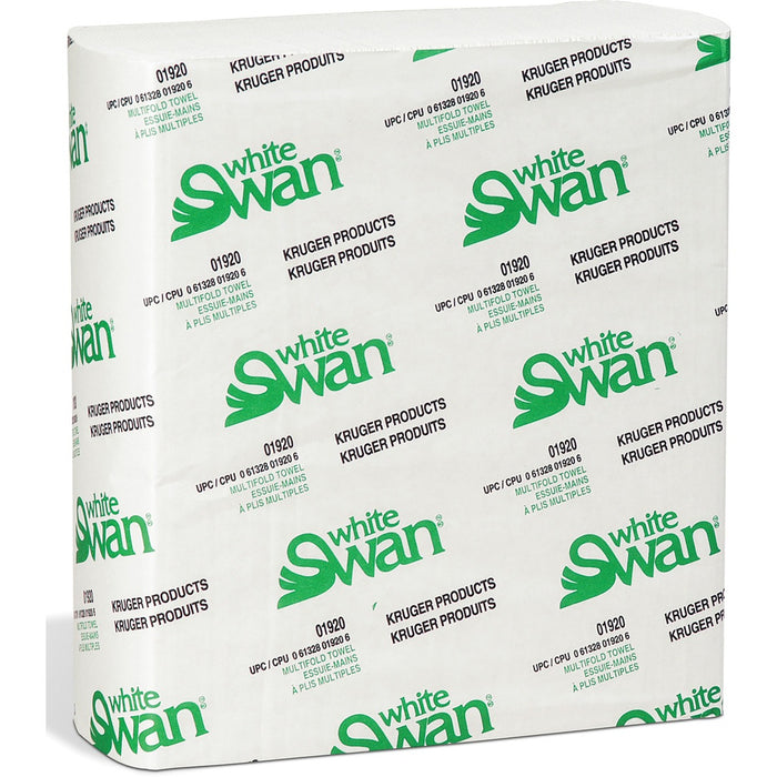 White Swan Multifold Paper Towels - 1 Ply - Multifold - 9" (228.60 mm) Width x 9.50" (241.30 mm) Length - Cross-Wave Embossing - White - 4008 / Carton