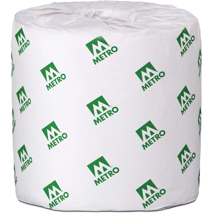 Metro Paper 2 Ply Bathroom Tissue - 2 Ply - 4.20" (106.68 mm) Width x 3.80" (96.52 mm) Length - 1.60" (40.64 mm) Core - Micro Embossing - White - 48 / Carton