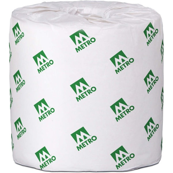 Metro Paper 2 Ply Bathroom Tissue - 2 Ply - 4.20" (106.68 mm) Width x 3.80" (96.52 mm) Length - 1.60" (40.64 mm) Core - Micro Embossing - White - 48 / Carton