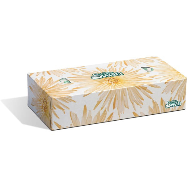 White Swan 2 Ply Facial Tissue - 2 Ply - 7.4" x 8.2" - 100 Per Box - 30 / Carton