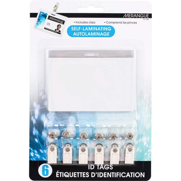 Merangue Self-Laminating ID Tags - 4" (101.60 mm) Length x 2.50" (63.50 mm) Width - Rectangular - Clear - 6 / Pack
