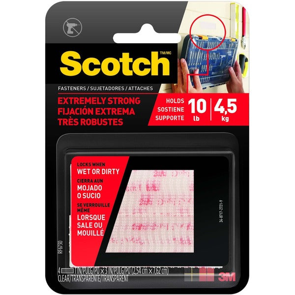 Scotch 1"x3" Extreme Fasteners - Clear - 1 / Pack