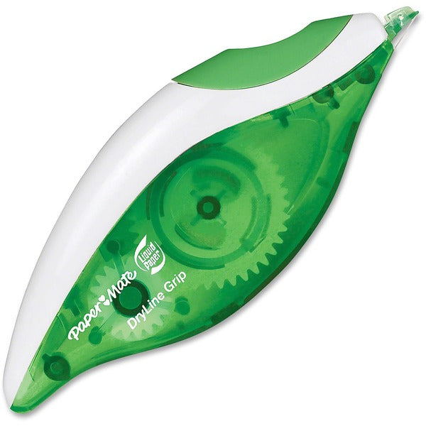 Paper Mate Liquid Paper Dryline Grip Applicator - 0.20" (5 mm) Tape Width x 27.9 ft (8.50 m) Tape Length - Tear Proof, Break Resistant - White - 12 / Pack