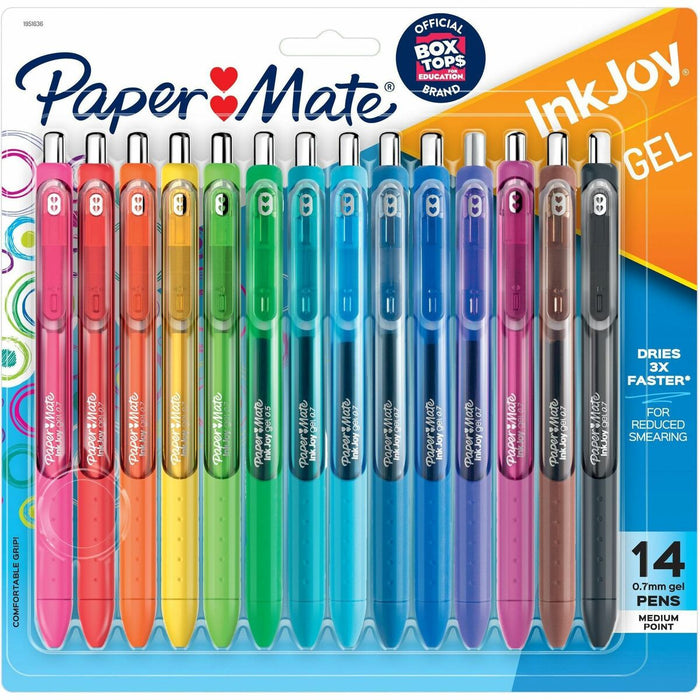 Paper Mate InkJoy Gel Retractable Pen - Retractable - Assorted Ink - Gel-based - Assorted Barrel - 14 / Pack
