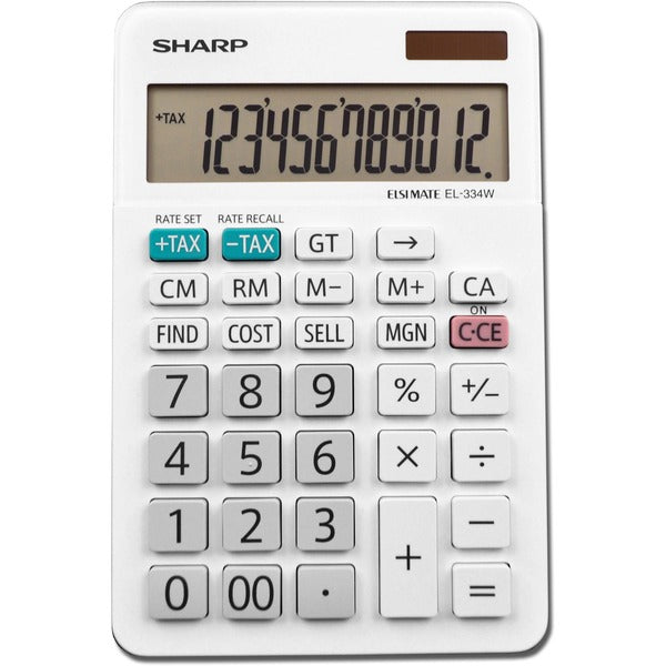 Sharp 12-Digit Desktop Calculator - Dual Power, Auto Power Off, Built-in Memory, Double Zero - 12 Digits - LCD - Battery/Solar Powered - 0.6" (15.24 mm) Height x 4.4" (111.76 mm) Width x 6.6" (167.64 mm) Length - White - 1 Each