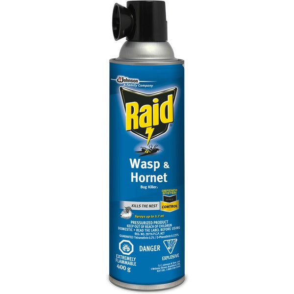Raid Wasp/Hornet Killer Spray - Spray - Kills Wasp, Hornet, Yellow Jacket, Mud Dauber - 414.03 mL - 14.11 oz (400 g) - Black - 1 Each