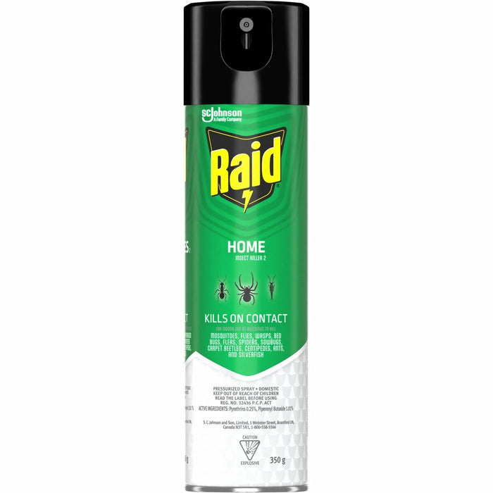 Raid Home Insect Killer - Spray - Kills Flies, Mosquitoes, Fleas, Moths, Gnats, Spider, Bugs, Ants - 12.35 oz (350 g) - Multi - 1 Each