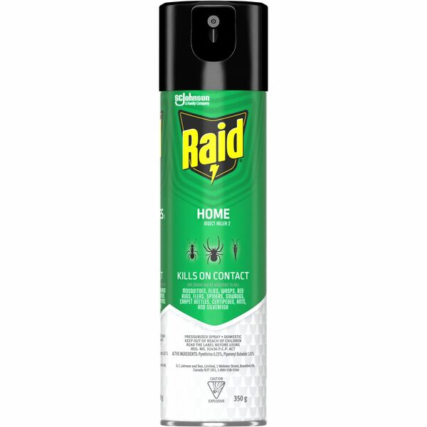 Raid Home Insect Killer - Spray - Kills Flies, Mosquitoes, Fleas, Moths, Gnats, Spider, Bugs, Ants - 12.35 oz (350 g) - Multi - 1 Each