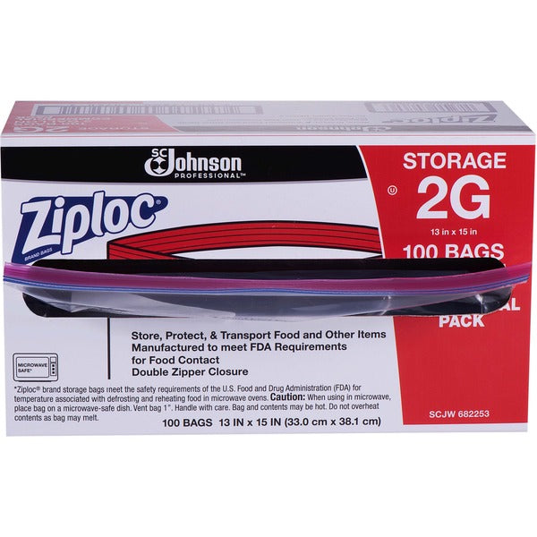 Ziploc&reg; Double Zipper Gallon Storage Bags - Extra Large Size - 7.57 L Capacity - 13" (330.20 mm) Width x 15.63" (396.88 mm) Depth x 2.70 mil (69 Micron) Thickness - Clear - Plastic - Food, Vegetables, Fruit, Cosmetics, Yarn, Business Card, Mattress, M