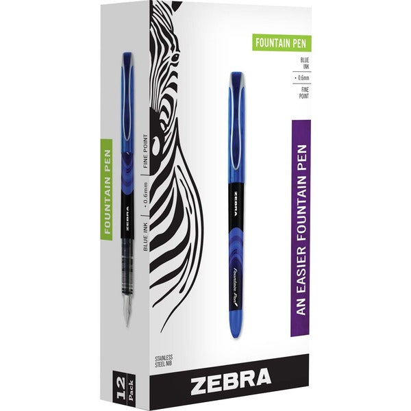 Zebra Pen Zensations Fountain Pens - 0.6 mm (0.02") Fine Pen Point - Blue Ink - Water Based - 1 Each