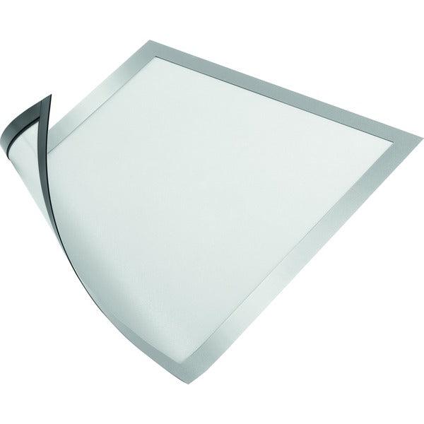 DURABLE DURAFRAME Document Frame - Holds 8.50" (215.90 mm) x 11" (279.40 mm) Insert - Rectangle - Surface - Horizontal, Vertical - Sturdy, Magnetic, Self-adhesive - Silver - 2 / Pack