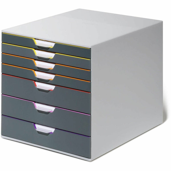 DURABLE VARICOLOR 7 - 7 Drawer(s) - 11" (279.40 mm) Height x 11.5" (292.10 mm) Width x 14" (355.60 mm) Depth - Desktop - Non-slip Feet, Stackable - Gray - Plastic - 1 Each