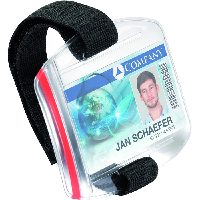 DURABLE Card Holder Outdoor Secure - Black, Transparent - Adjustable Hand Strap, Watertight, UV Resistant - 10 / Pack