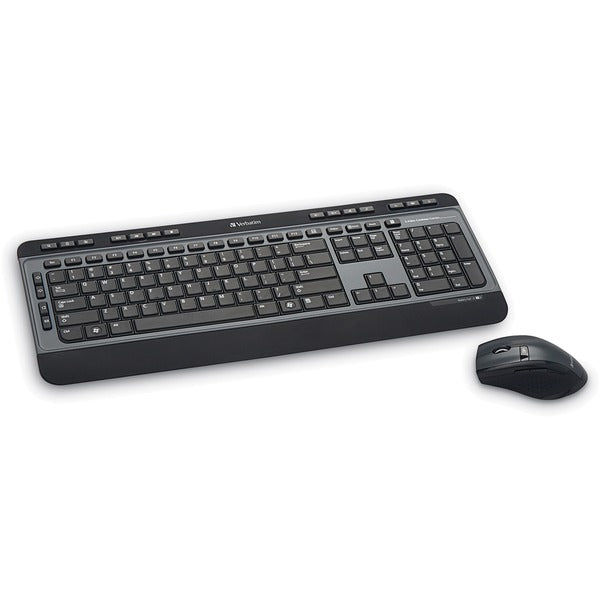 Verbatim Wireless Multimedia Keyboard and 6-Button Mouse Combo - Black - USB Type A Wireless RF - Black - USB Type A Wireless RF - Optical - 6 Button - Scroll Wheel - Black - Multimedia Hot Key(s) - AA, AAA - Compatible with Windows, Mac OS, Linux - 1 Eac