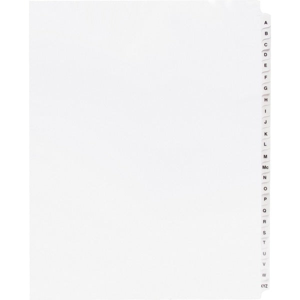 Business Source A-Z Tab Table of Contents Index Dividers - Printed Tab(s) - Character - A-Z - 25 Tab(s)/Set - 8.50" Divider Width x 11" Divider Length - Letter - 3 Hole Punched - White Divider - White Mylar Tab(s) - 25 / Set