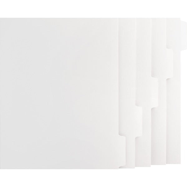 Business Source Tab Printer Economy Index Dividers - Print-on Tab(s) - 5 Tab(s)/Set - 8.50" (215.90 mm) Divider Width x 11" (279.40 mm) Divider Length - Letter - White Divider - White Tab(s) - 50 / Box