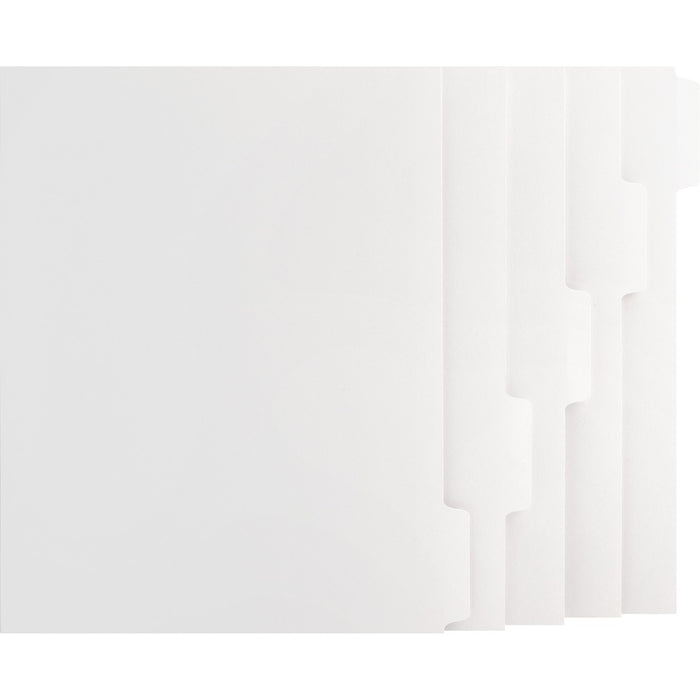Business Source Tab Printer Economy Index Dividers - Print-on Tab(s) - 5 Tab(s)/Set - 8.50" (215.90 mm) Divider Width x 11" (279.40 mm) Divider Length - Letter - White Divider - White Tab(s) - No - 1 Box