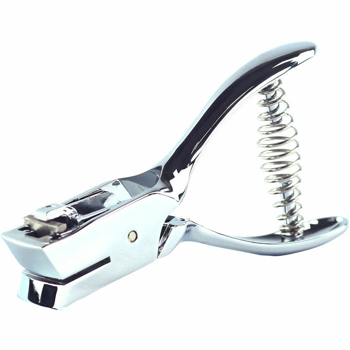 Business Source Handheld 15mm Slot Punch - 5/32" (4 mm) Punch Size - Metal - Silver, Chrome