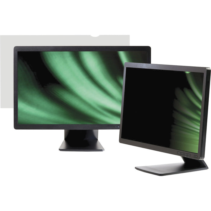 Business Source Widescreen Frameless Privacy Filter Black - For 22" (558.80 mm) Widescreen LCD Monitor - 16:10 - Damage Resistant - Anti-glare - 1 Each
