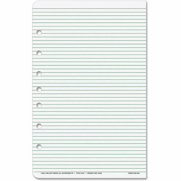 Day-Timer Refill Writing Sheet - 24 Sheets - Ruled - 7 Hole(s) - 0.22" (5.59 mm) x 5.50" (139.70 mm) x 8.50" (215.90 mm) - Recycled - 2 / Pack