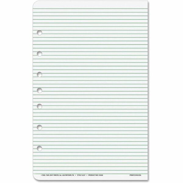 Day-Timer Refill Writing Sheet - 24 Sheets - Ruled Front Ruling - 7 Hole(s) - 0.22" (5.59 mm) Height x 5.50" (139.70 mm) Width x 8.50" (215.90 mm) Length - Recycled - 2 / Pack