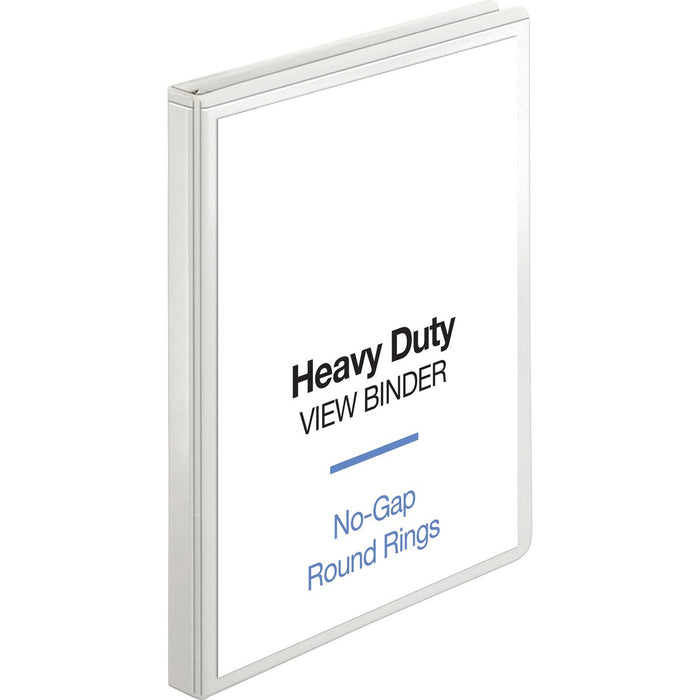 Business Source Round-ring View Binder - 1/2" (12.70 mm) Binder Capacity - Letter - 8 1/2" (215.90 mm) x 11" (279.40 mm) Sheet Size - 125 Sheet Capacity - Fastener(s): Round Ring - Pocket(s): 2, Internal - Polypropylene, Chipboard, Board - White - Wrinkle